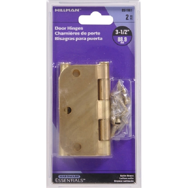 HILLMAN 851961 Door Hinge, Satin Brass, Flush Mounting - 2