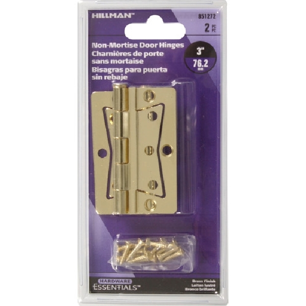 Hardware Essentials 851272 Hinge, Steel, Brass, Removable Pin, Surface Mounting - 2