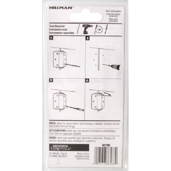 Hardware Essentials 851594 Spring Hinge, Steel, Zinc-Plated, Surface Mounting - 3