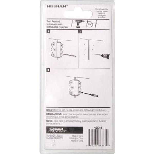 Hardware Essentials 851595 Spring Hinge, Steel, Zinc-Plated, Surface Mounting - 3