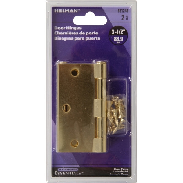 Hardware Essentials 851248 Door Hinge, Brass, Removable Pin - 2