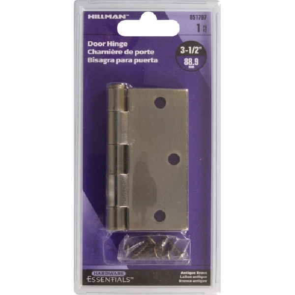 Hardware Essentials 851797 Door Hinge, Antique Brass, Removable Pin - 2