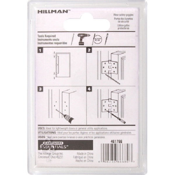 Hardware Essentials 851730 Door Hinge, Fixed Pin, Screw Mounting, 20 lb