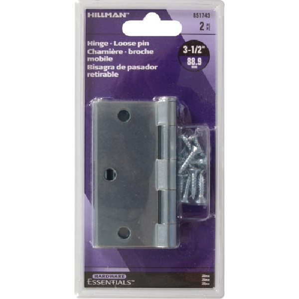 Hardware Essentials 851743 General-Purpose Hinge, Zinc-Plated, Fixed Pin, 210 lb - 2