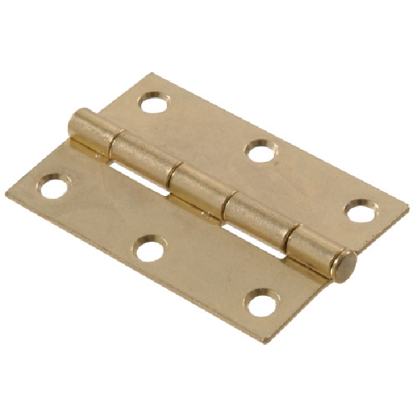 Hardware Essentials 852589 Door Hinge, Brass, Removable Pin, Screw Mounting, 80 lb