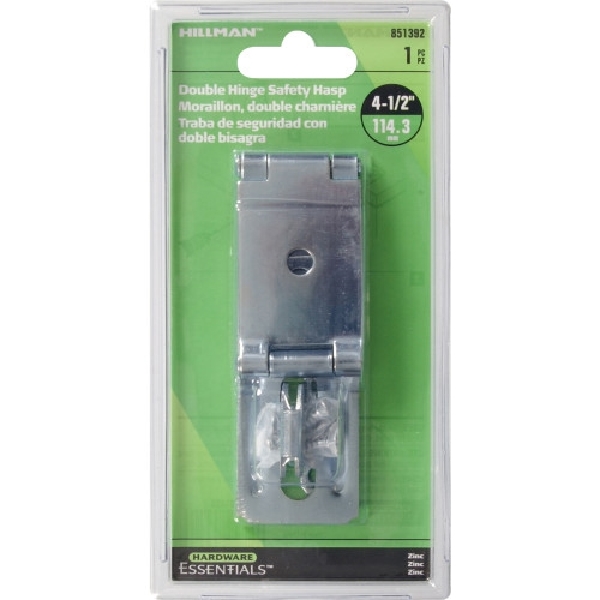 HILLMAN 851392 Safety Hasp, 4-1/2 in L, Steel, Zinc-Plated, Fixed Staple - 2