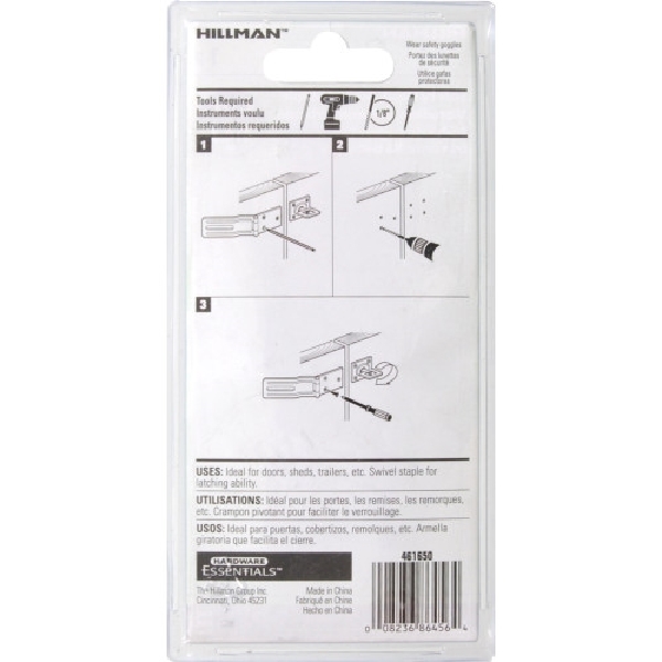 Hardware Essentials 851396 Safety Hasp, 4-1/2 in L, Zinc-Plated, Swivel Staple