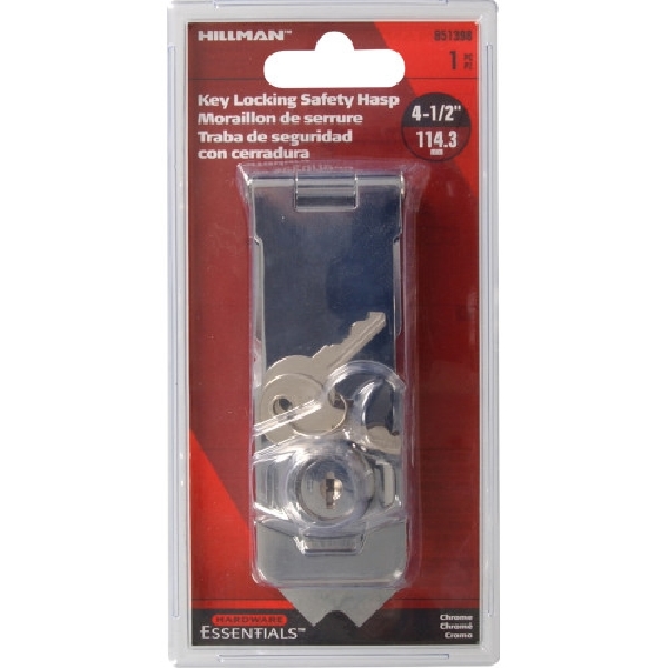 HILLMAN 851398 Safety Hasp, 4-1/2 in L, Steel, Chrome-Plated - 2