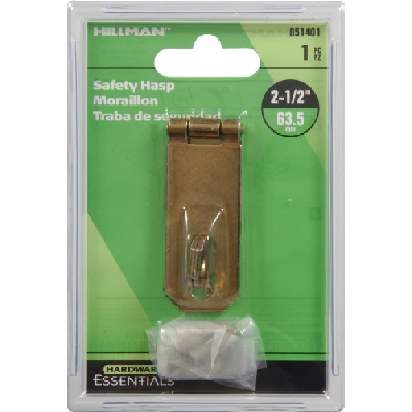 Hardware Essentials 851401 Safety Hasp, 2-1/2 in L, Yellow Dichromate/Zinc, Fixed Staple