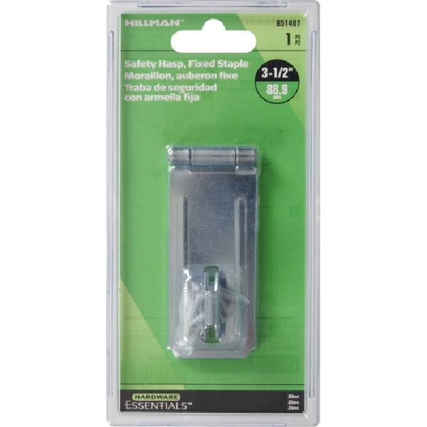 Hardware Essentials 851407 Safety Hasp, 3-1/2 in L, Zinc-Plated, Fixed Staple