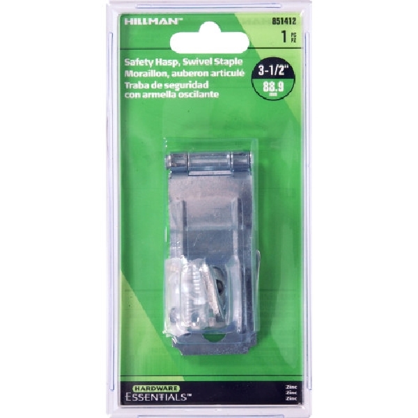 Hardware Essentials 851412 Safety Hasp, 3-1/2 in L, Zinc-Plated, Swivel Staple