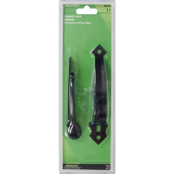 Hardware Essentials 851376 Thumb Latch, For: In Swinging Gates and Shed Doors up to 1-3/4 in Thick, Steel, Plated