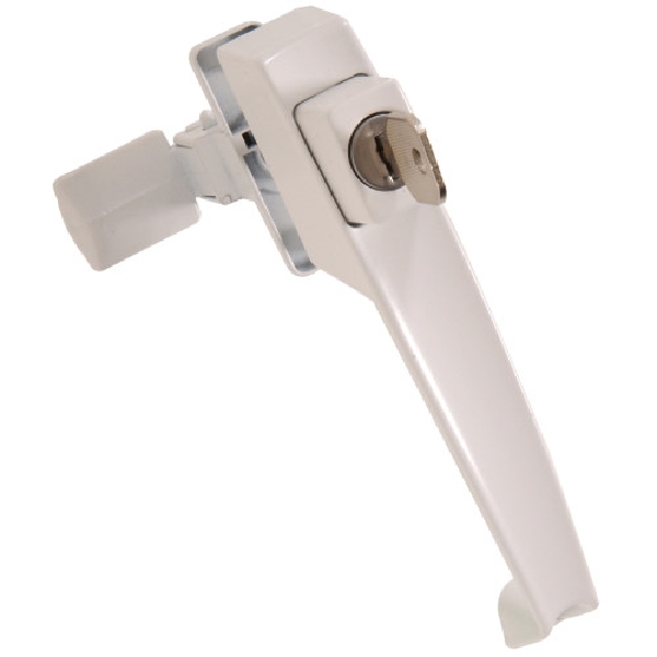 Hillman 853136 Patio Lockset, White, 1-3/4 in Hole Spacing, Aluminum, 2 in Thick Door