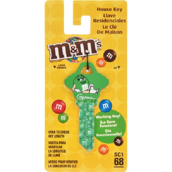 Hillman 87532 Key, M&M, Green, Nickel-Plated, For: Schlage/68 SC1 Locks, Brass
