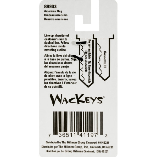 Key Blank, Hillman, Schlage, WacKey American Flag, SC1/68 - 3