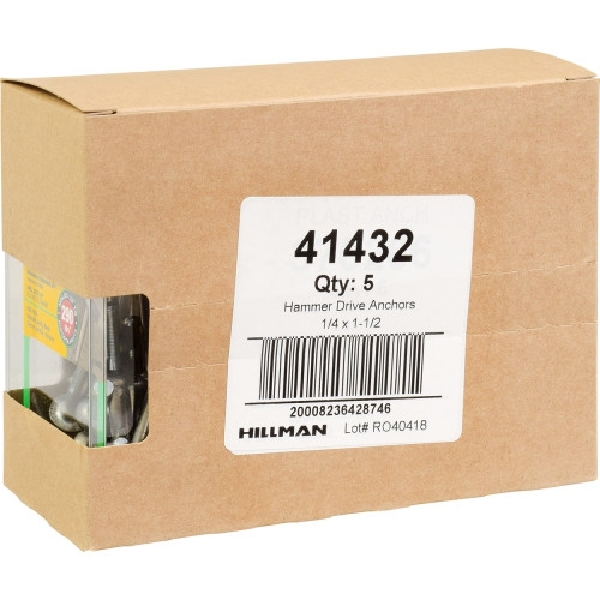 Hillman 41432 Anchor, 1/4 in Dia, 1-1/2 in L, Zinc