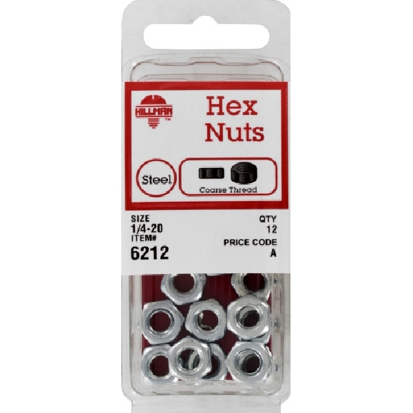 Nut, Hillman, Hex, 1/4 in-20, 12 pk - 2