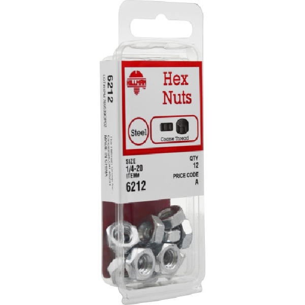 Nut, Hillman, Hex, 1/4 in-20, 12 pk - 4