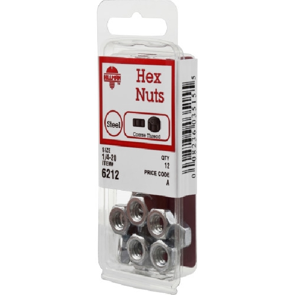 Nut, Hillman, Hex, 1/4 in-20, 12 pk - 5