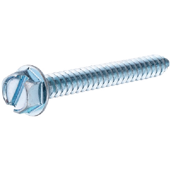5311 Screw, #8 Thread, 1 in L, Hex, Slotted Drive, Zinc-Plated, 10 PK