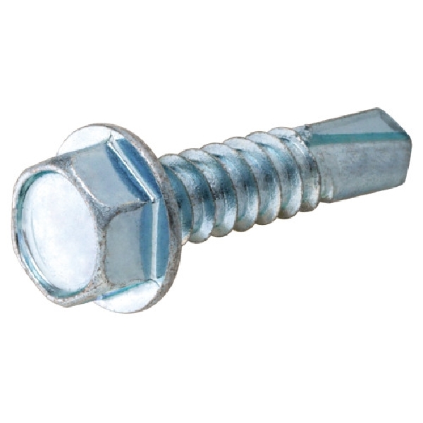 7902 Screw, #10 Thread, 1/2 in L, Coarse Thread, Washer Head, Hex Drive, Self-Drilling Point, Metal, Zinc-Plated