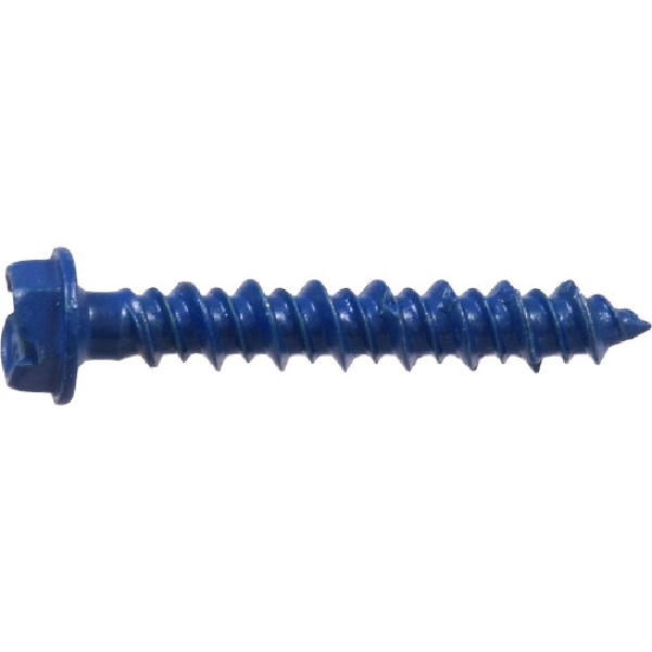 Tapper Concrete Screw Anchor, Hillman, Coated Slotted-Drive, Hex, Washer-Head, 3/16 in x 1-1/4 in, 5 PC, Blue - 2
