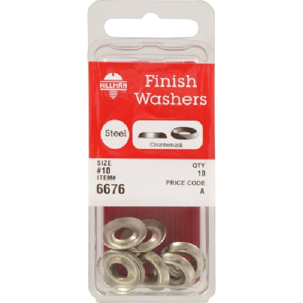 Countersunk, Hillman, Finish Washer, Nickel-Plated #10, 10 pk - 4