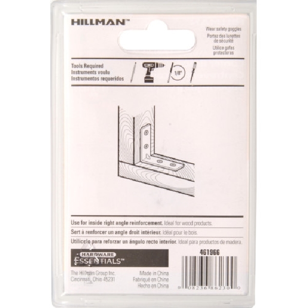 Hardware Essentials 851090 Corner Brace, 3/4 in L, 1/2 in W, Steel, Zinc-Plated - 3