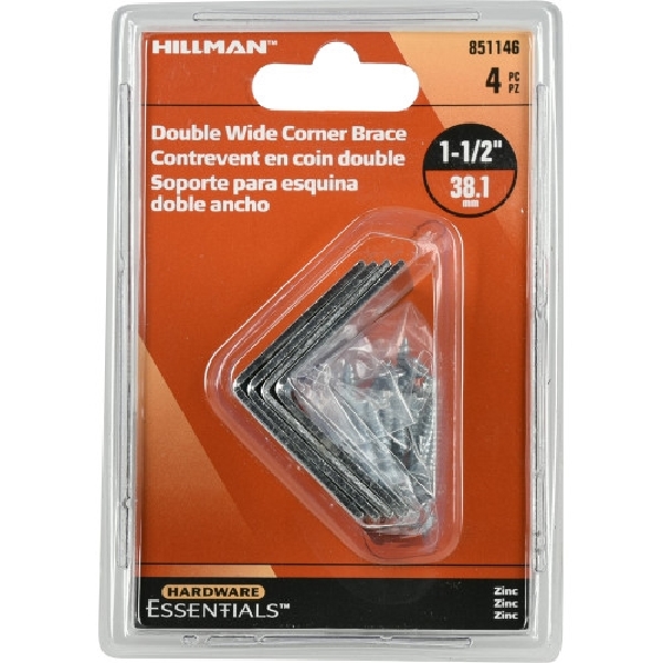 Hardware Essentials 851146 Double Wide Corner Brace, 1-1/2 in L, Zinc-Plated