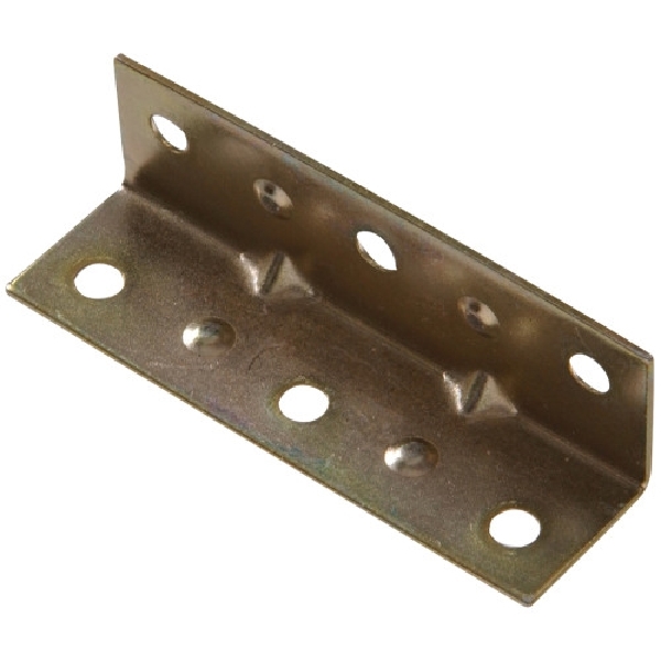 Hardware Essentials 853076 Inside Corner Brace, 3-1/2 in L, 3/4 in W, Steel, Yellow Dichromate/Zinc