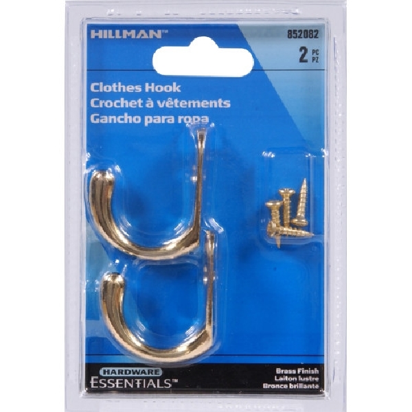 Hardware Essentials 852082 Clothes Hook, Brass - 2