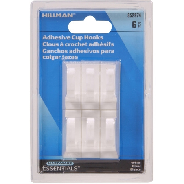 Hardware Essentials 852974 Adhesive Hook, Plastic, White - 2