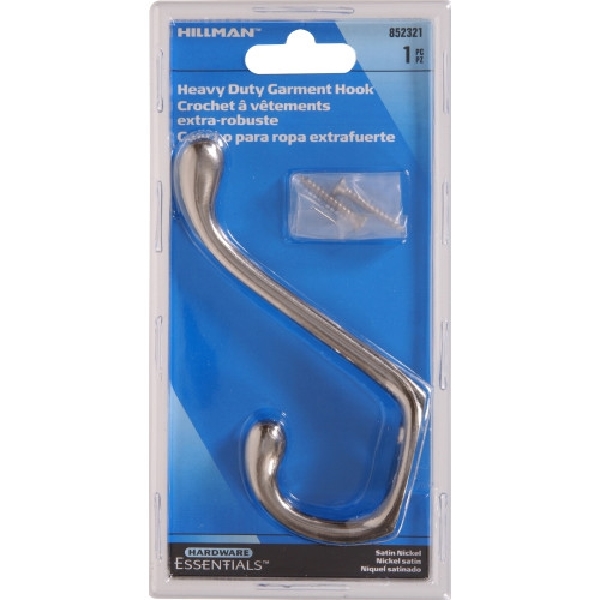 Hardware Essentials 852321 Garment Hook, Satin Nickel