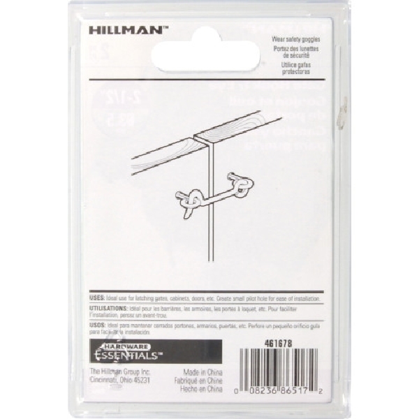 Hardware Essentials 851482 Gate Hook and Eye Latch, 2-1/2 in L Dimensions, Zinc-Plated, 2 PK