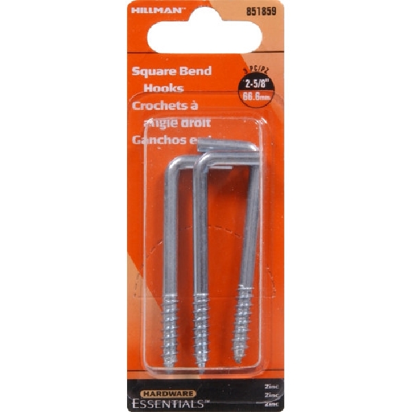 Hardware Essentials 851859 Screw Hook, 2-5/8 in L, Zinc-Plated