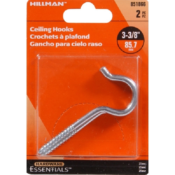 Hardware Essentials 851866 Ceiling Hook, 3-3/8 in L, Steel, Zinc-Plated