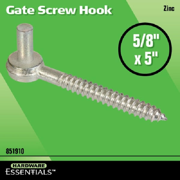 Hardware Essentials 851910 Gate Screw Hook, 5/8 in Opening, 5 in L, Steel, Zinc-Plated