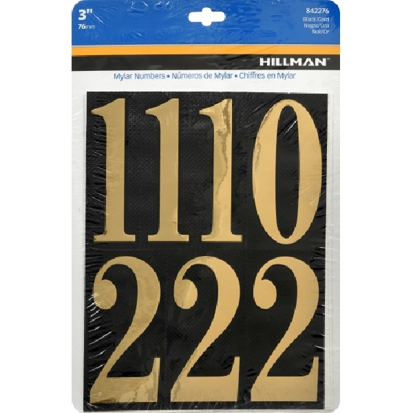 Hillman 842276 Number, 3 in H Character, Gold Character, Black ...