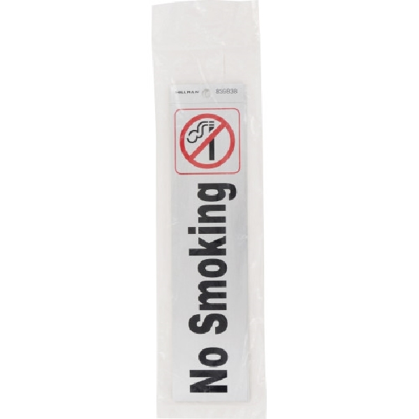 Adhesive Sign, Hillman, Red & Black, Nickle 2 in x 8 in No Smoking w/Symbol, 1 pk - 2