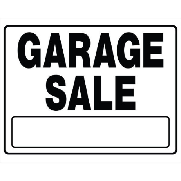 Hillman 840058 Sign, GARAGE SALE, Black Legend, White Background, Plastic, 24 in W x 20 in H Dimensions