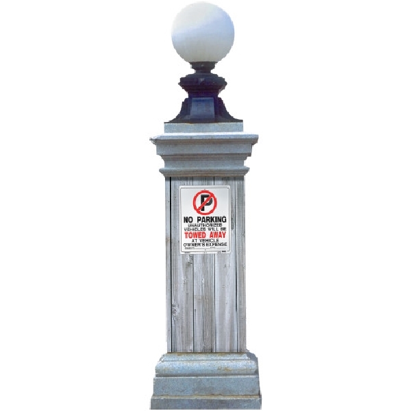 Hillman 842196 Sign, NO PARKING VEHICLES WILL BE TOWED, Black/Red Legend, White Background, Plastic