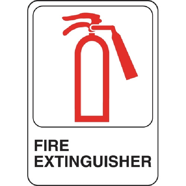 Hillman 847114 Graphic Sign, FIRE EXTINGUISHER, Red Legend, White Background, Plastic, 7 in W x 5 in H Dimensions