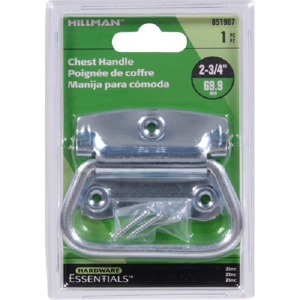 Hardware Essentials 851907 Chest Handle, 2-3/4 in L, Steel, Zinc-Plated - 2