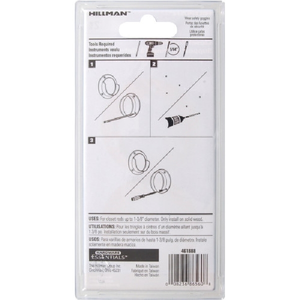 Hillman 851540 Pole Socket Set, Metal, Brass