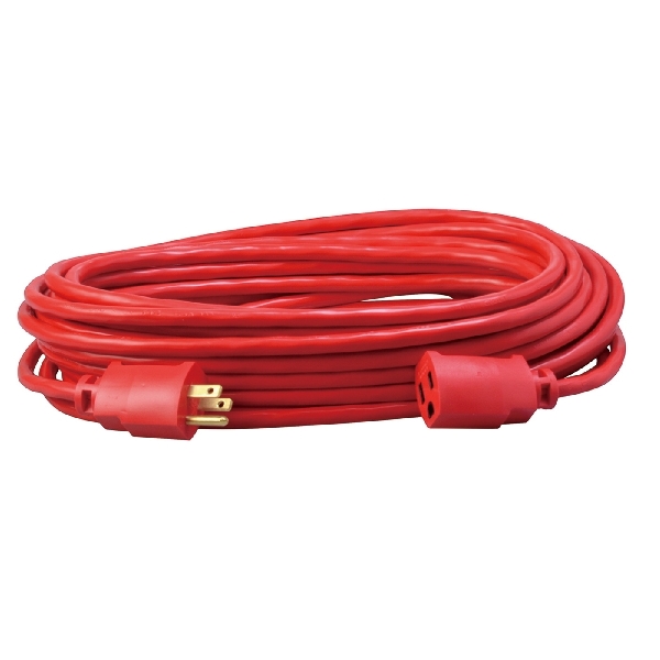 2408SW8804 Extension Cord, 14 AWG Wire, 50 ft L, Vinyl Sheath, Red Sheath, 125 V