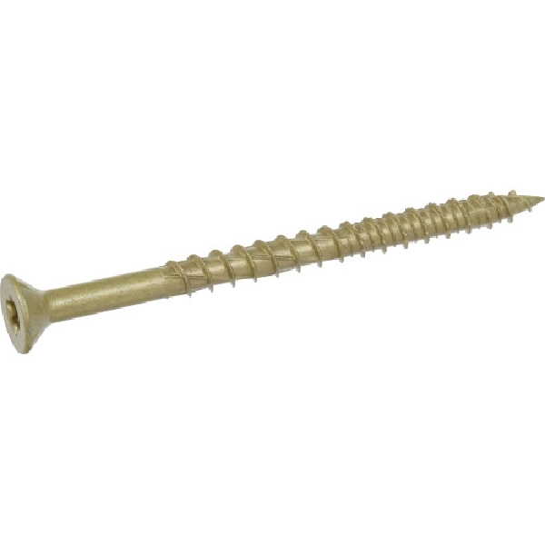 116815 Screw, 1/4 in Thread, 3-1/2 in L, High-Low, Serrated Thread, Flat Head, Star Drive, Bronze Epoxy-Coated