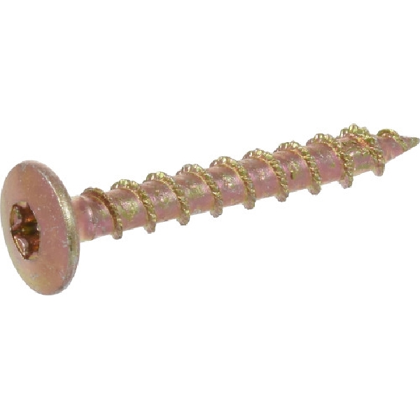 116955 Screw, #8 Thread, 1-1/4 in L, High-Low, Serrated Thread, Wafer Head, Star Drive, 3-Sided Pyramid Point