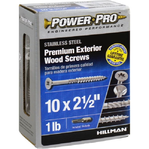 Power Pro 48622 Screw, #10 Thread, 2-1/2 in L, Star Drive, Stainless Steel, Stainless Steel, 79 PK