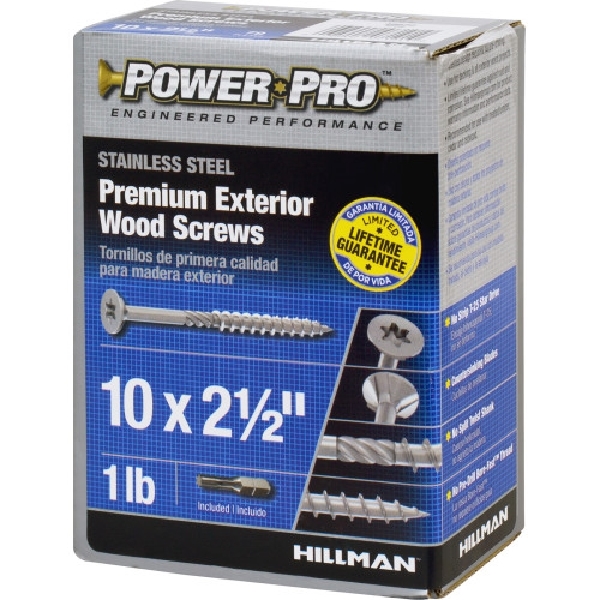 Power Pro 48622 Screw, #10 Thread, 2-1/2 in L, Star Drive, Stainless Steel, Stainless Steel, 79 PK
