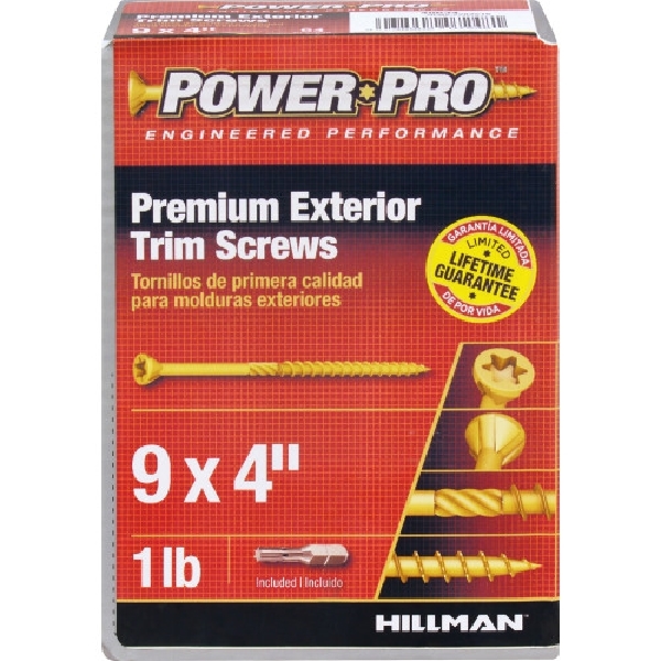 Power Pro 48634 Screw, #9 Thread, 4 in L, Trim Head, Star Drive, Sharp Point, Bronze Ceramic-Coated, 64 PK